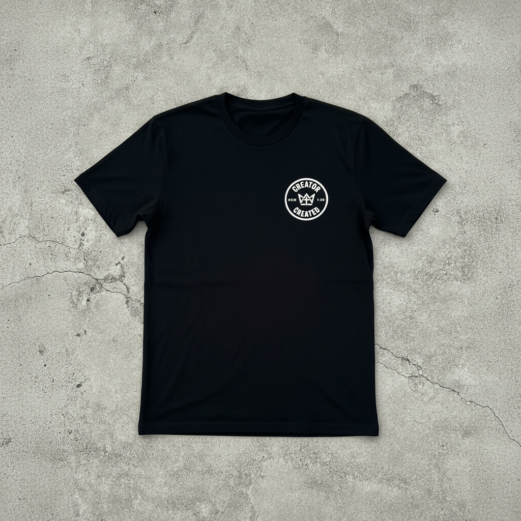 Black Foundation Tee premium cotton t-shirt on concrete surface
