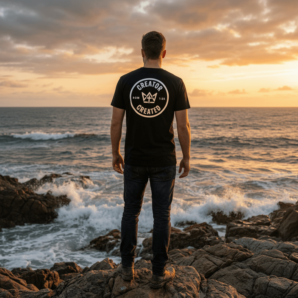 Black Foundation Tee premium cotton t-shirt on concrete surface